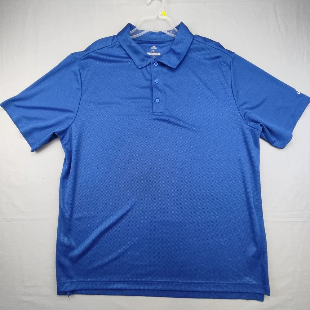 Adidas Polo Shirt Mens‎ 2XL Blue Golf Performance Short Sleeve Pique P00315